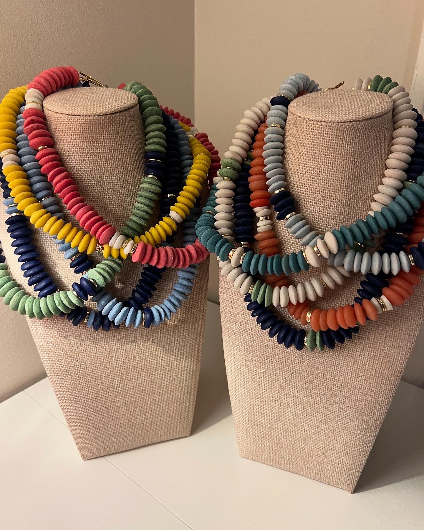 Yellow+White Glass Saucer Bead Collection