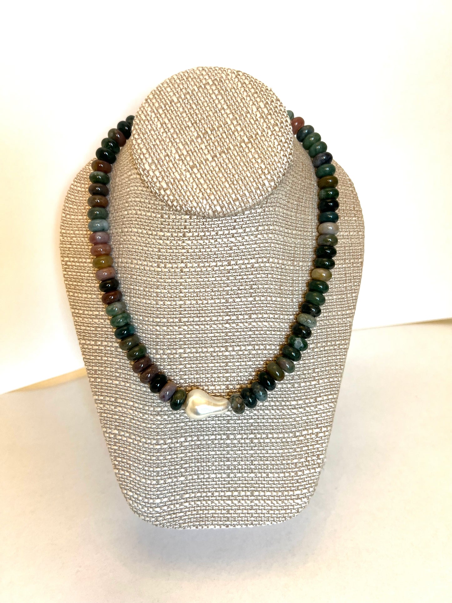 Green Multicolor Rondelle+Pearl Connector