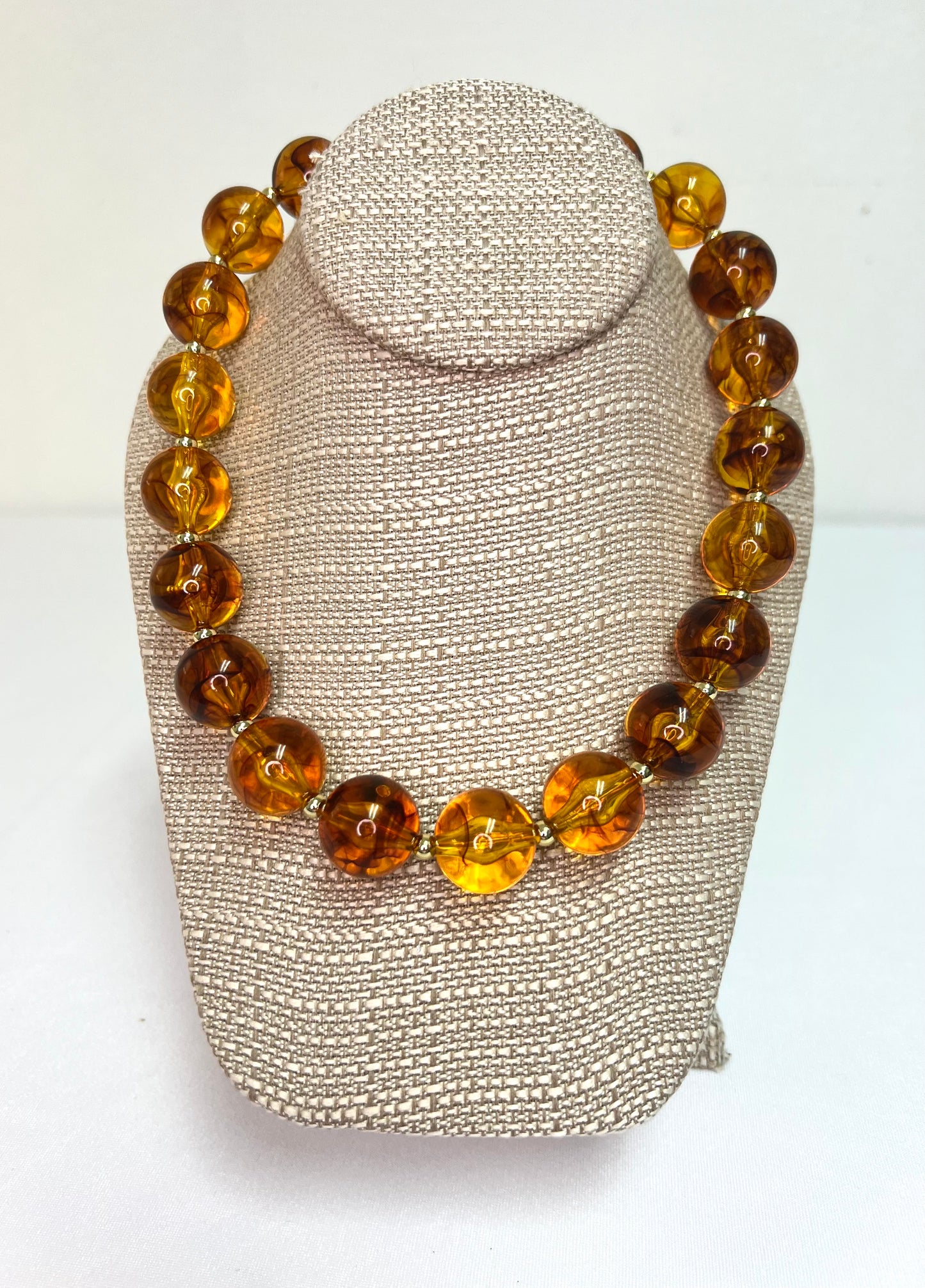 Amber Acrylic Round Beaded Statement Necklace
