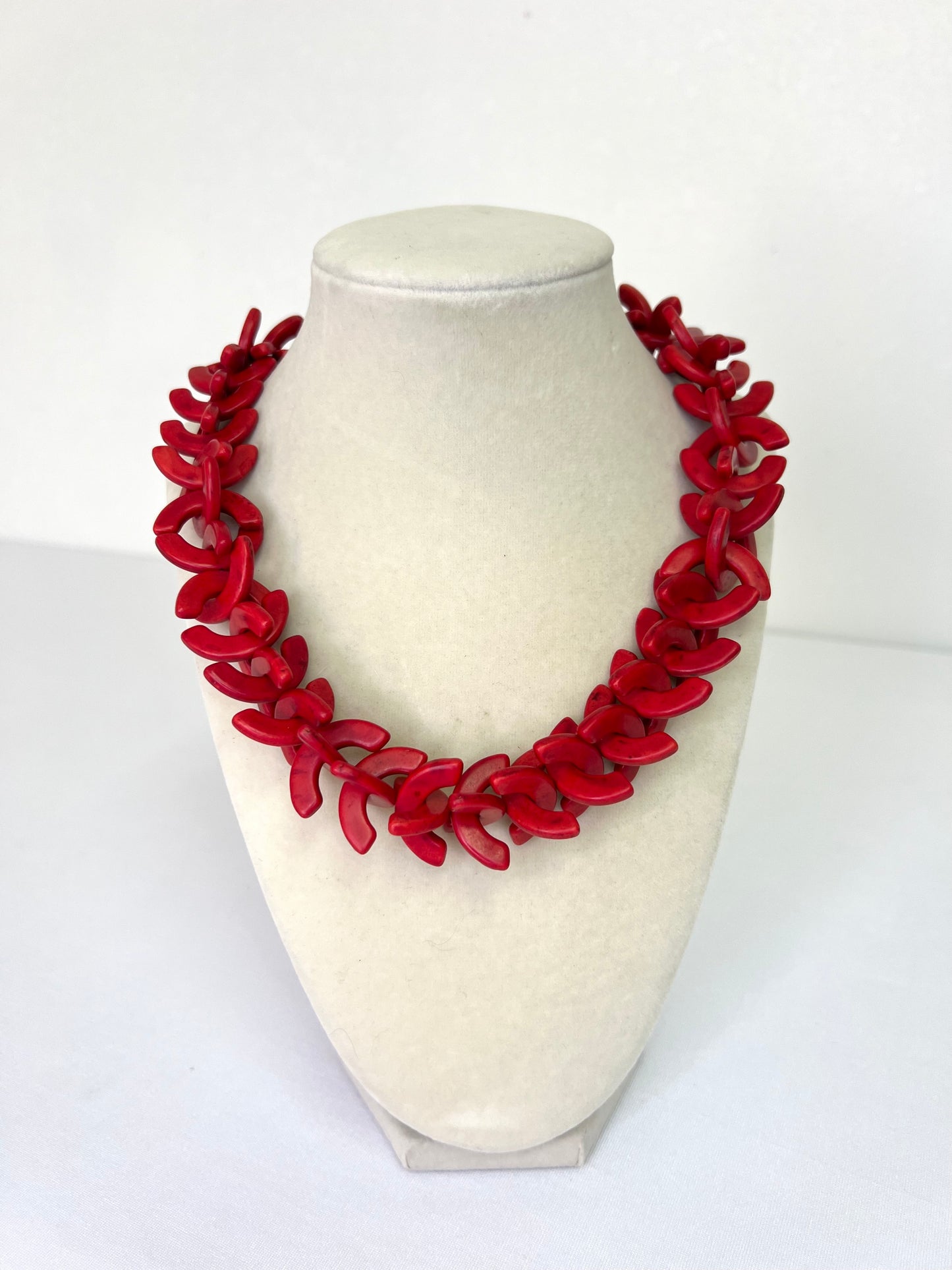 Red Link Statement Necklace