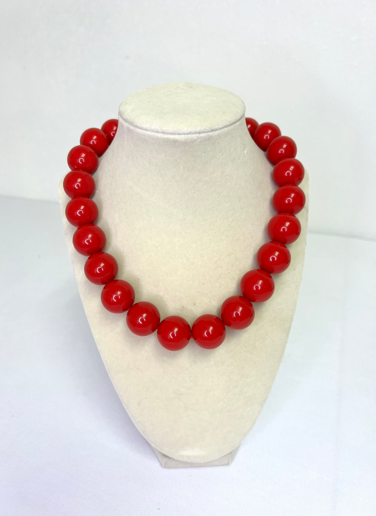 Red Gloss Beaded Statement Necklace