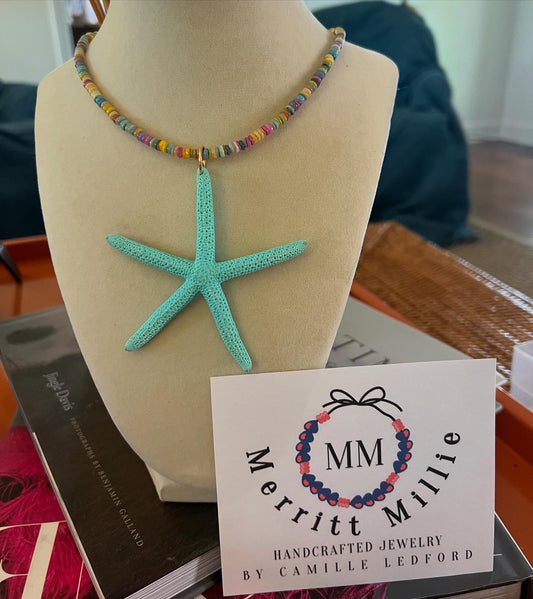 Multicolor Small Heishi+Turquoise Starfish