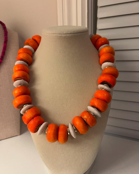 Large Orange Bone Bead
