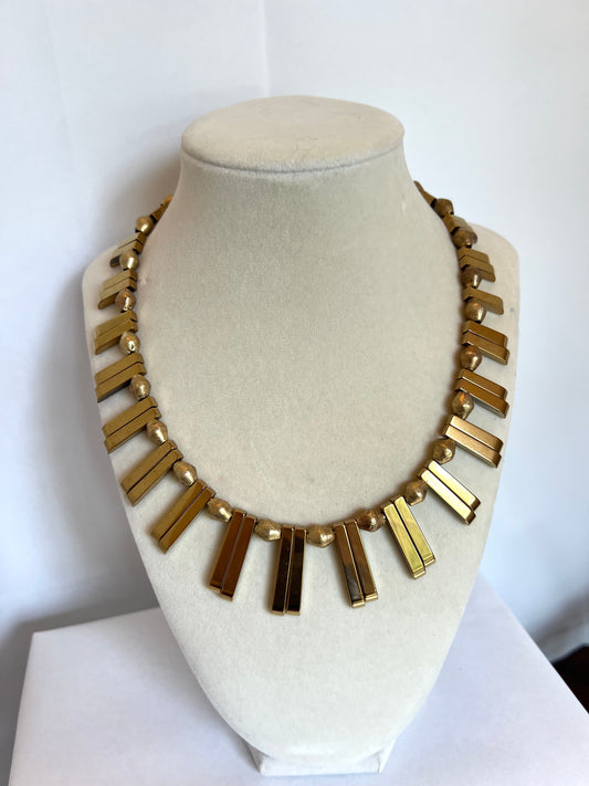 Gold Long Slice Bead Necklace