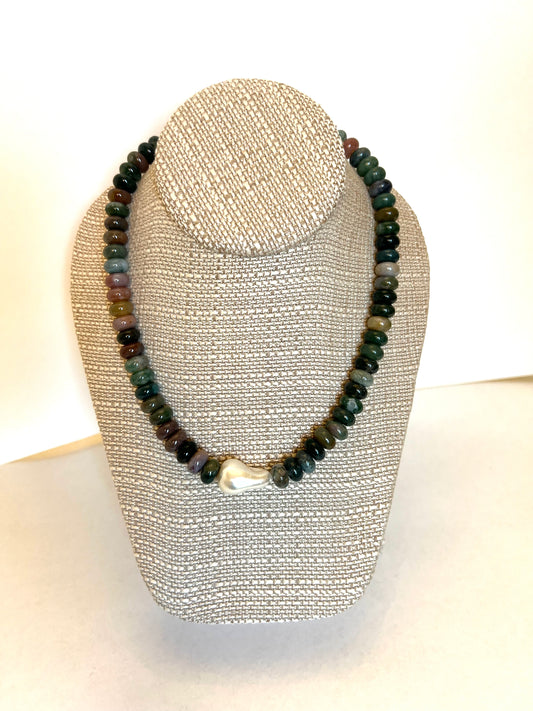 Green Multicolor Rondelle+Pearl Connector