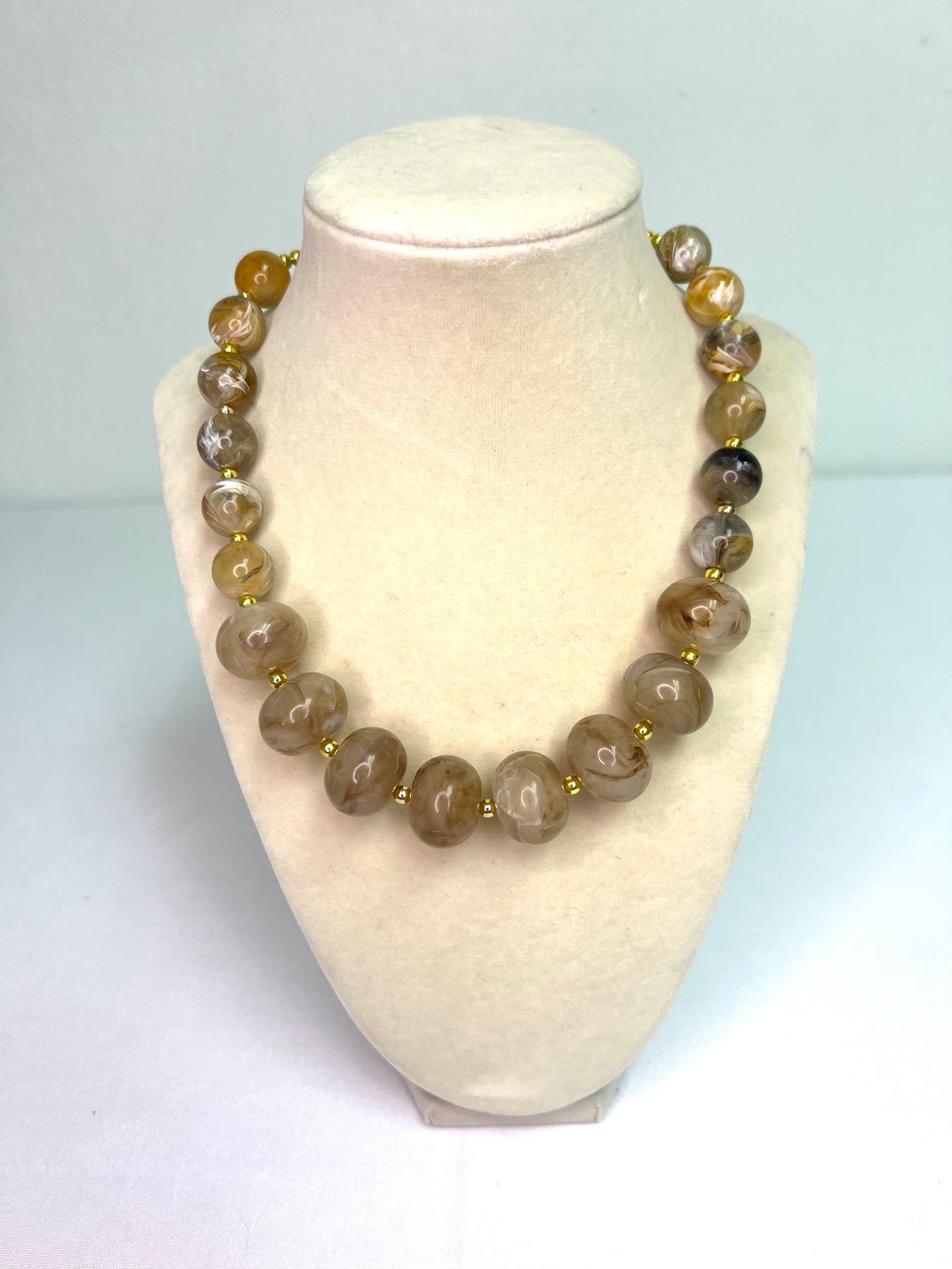 Neutral Swirl Bead Statement Necklace