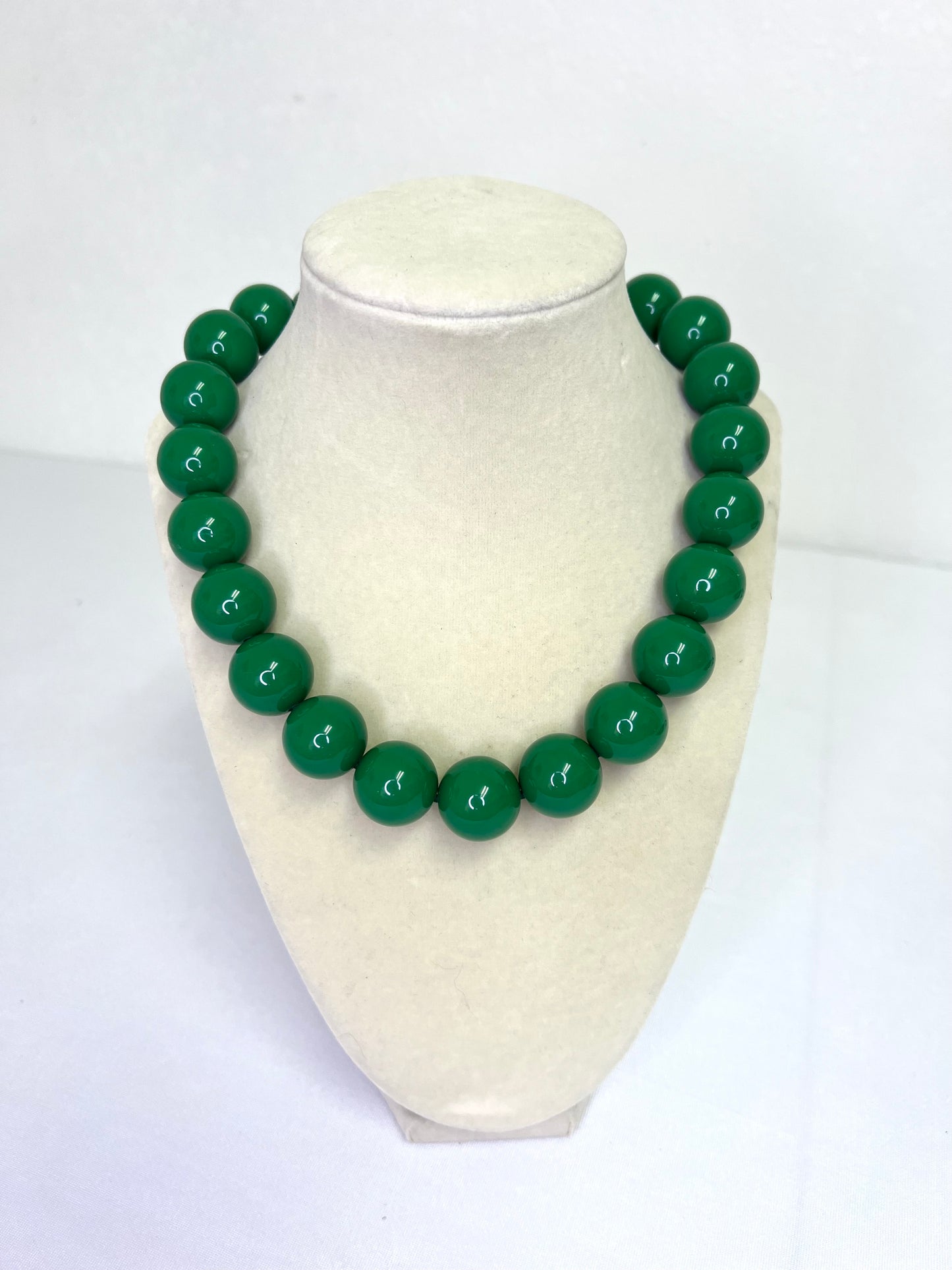 Green Gloss Beaded Statement Necklace