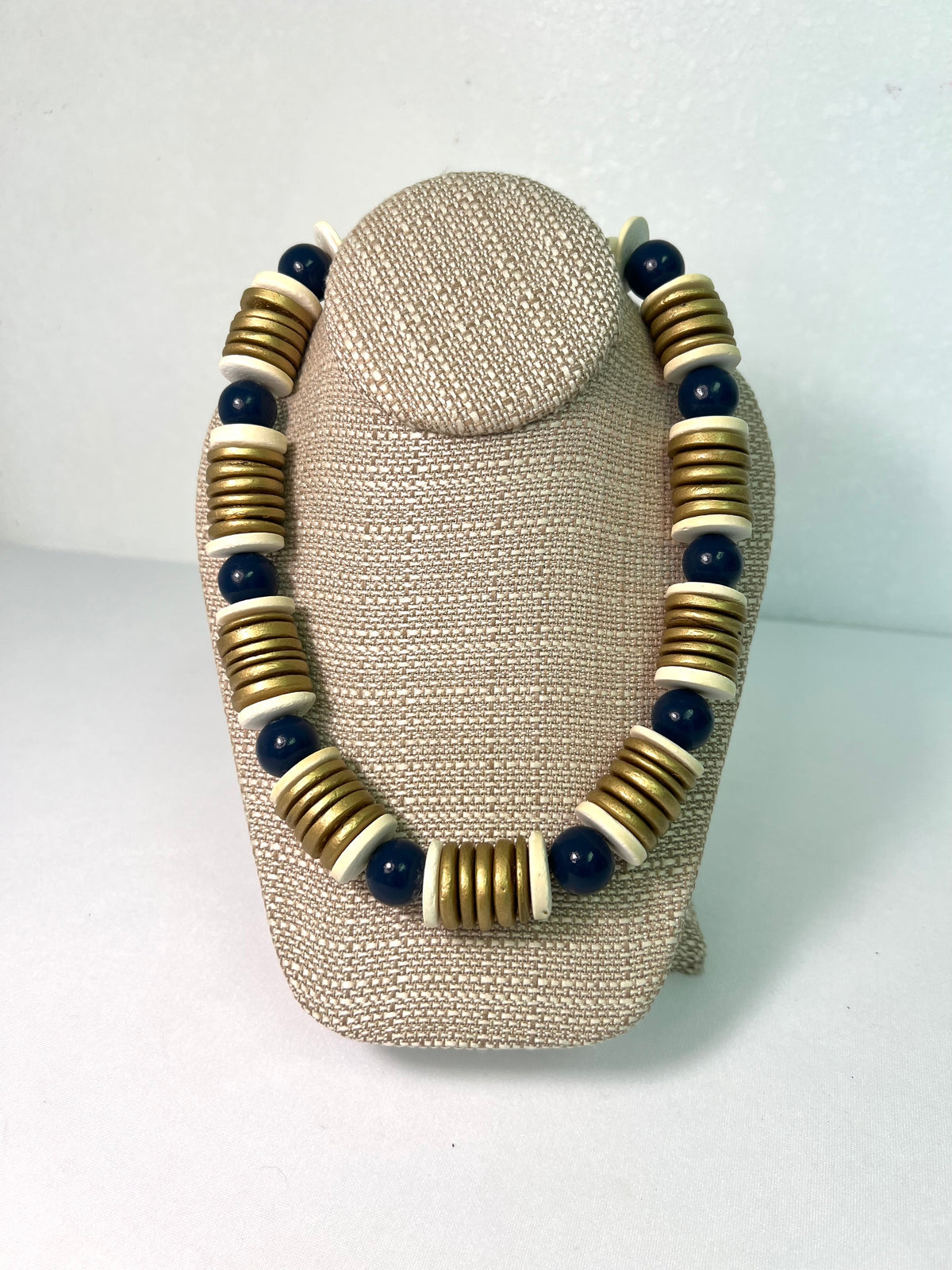 The Sutton Necklace - Navy, Gold, & Ivory