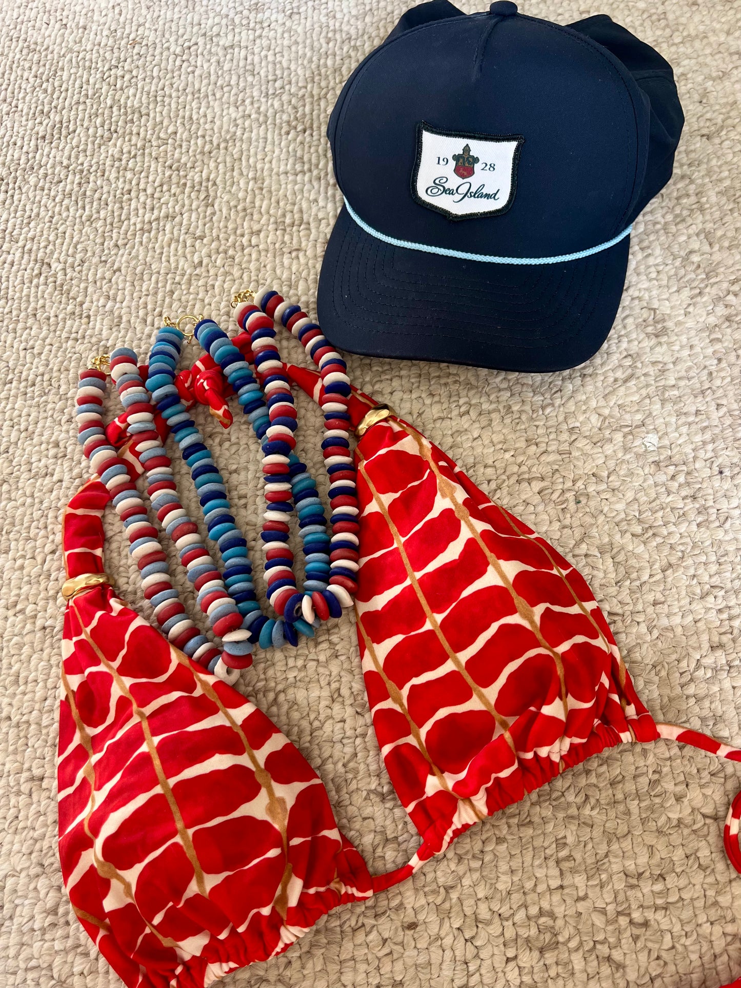 FOJ Navy+Red Glass Saucer Bead Collection