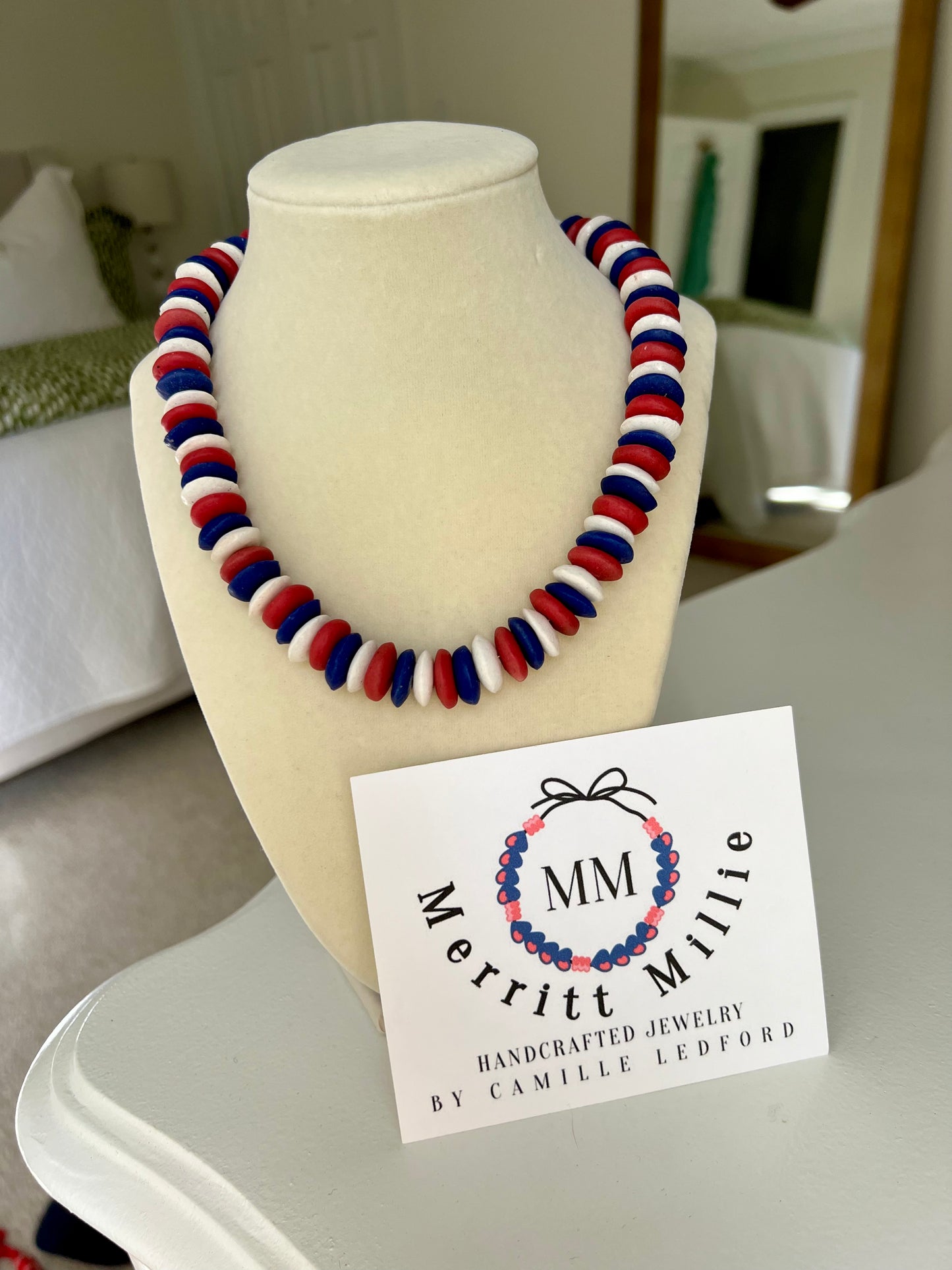 FOJ Navy+Red Glass Saucer Bead Collection