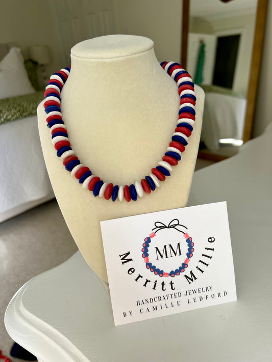 FOJ Navy+Red Glass Saucer Bead Collection