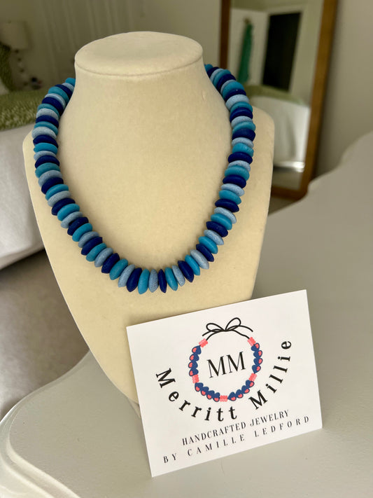 FOJ Multi Blue Glass Saucer Bead Collection